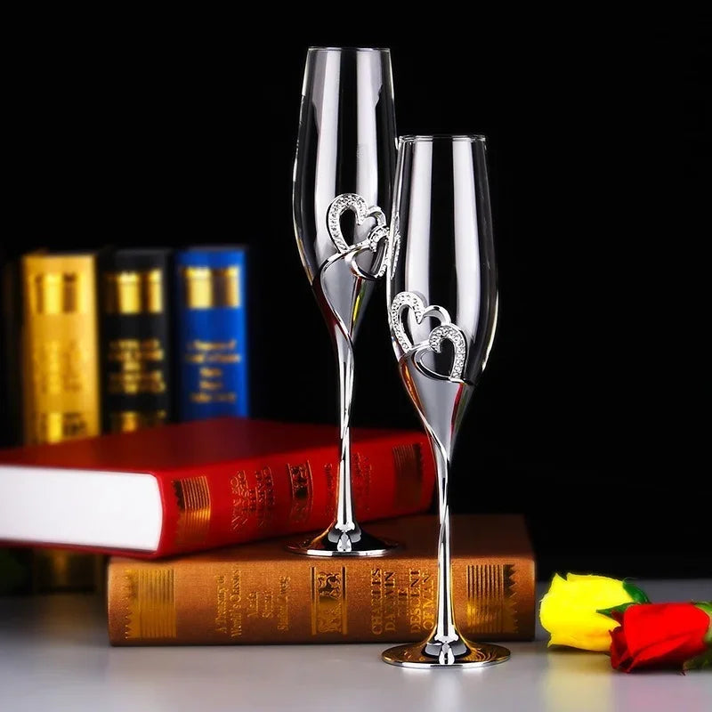 2 PCS Set 400ML Crystal Bubble Champagne Glass Red Wine Cup Set Wedding Luxury Gifts Transparent Porcelain Glass High Foot Red Wine Glasses