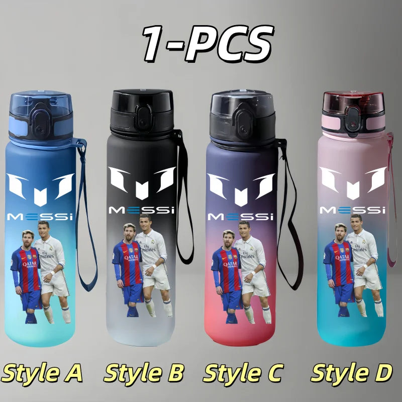750ml Messi Cristiano Ronaldo Neymar Football Star Character Water Cup Large Capacity Outdoor Portable Leak-Proof Drinking Bottle Boys and Girls Gift Drinking Kettle Sports Accessories