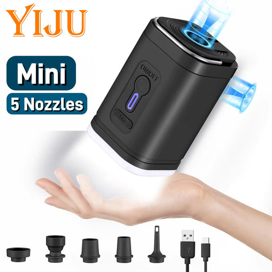 NEW Arrivals Mini Portable Air Pump with 1200mAh Battery USB Rechargeable to Inflate Deflate for Pool Float, Air Bed, Vacuum Storage Bag Home Outdoor Camping Beach Multi-Functions Air Pump