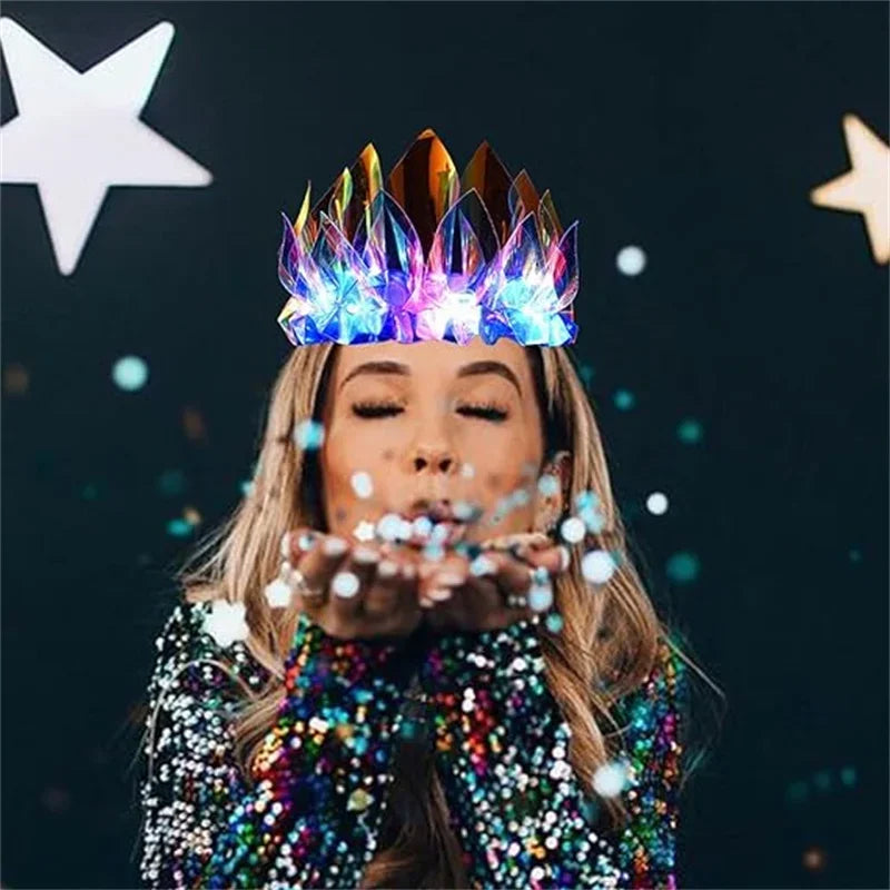 NEW Arrivals Light Up Headband Glowing Crown LED Laser Hair Band Flashing Headpiece Luminous Crown Nightclub Cosplay Party Headwear Hair Tiara