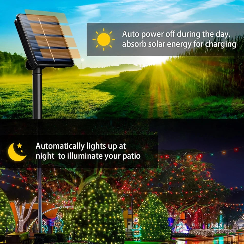 22M-300LED/32M-300LED Solar Powered Outdoor Fairy Lights IP65 Waterproof 8 Lighting Modes Suitable for Christmas Decoration Wedding Decoration Accessories Supplies