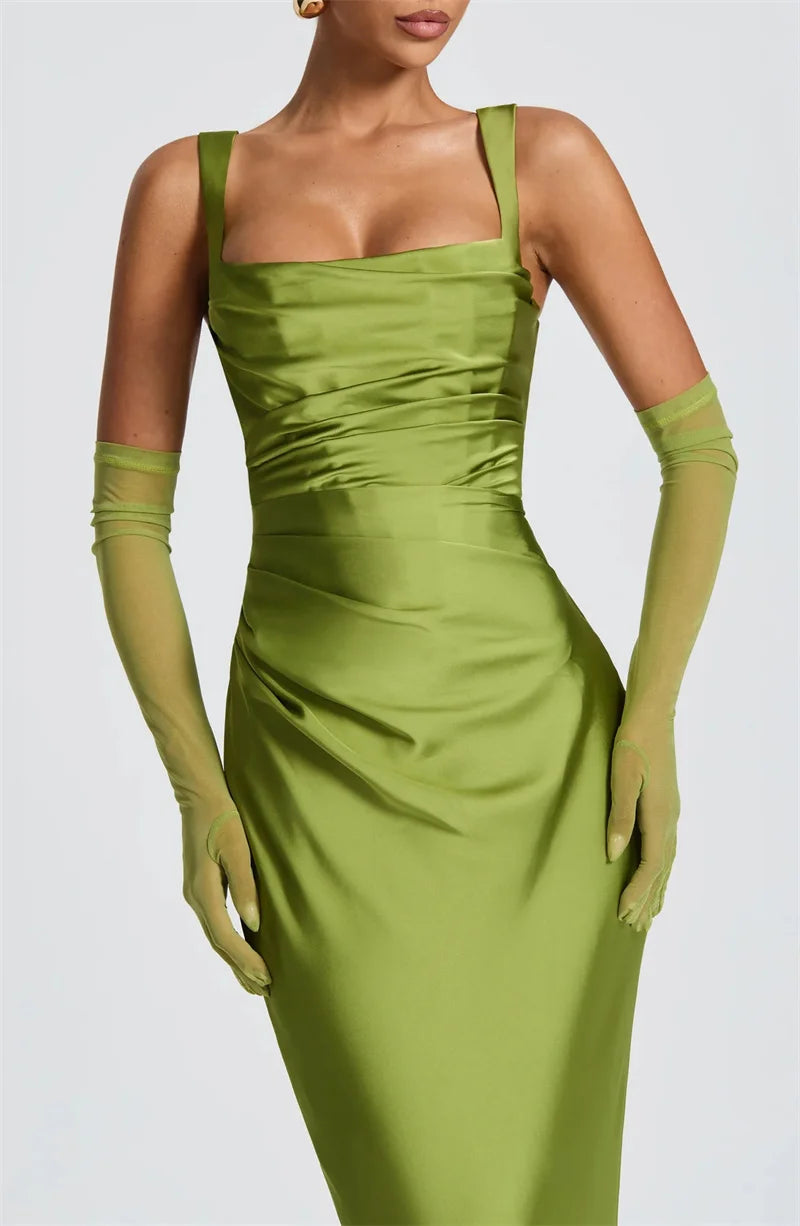 4 Colors  Satin Backless UK Size Sexy Luxury Maxi Dress Women Elegant Halter Off-Shoulder Sleeveless Lace-Up Bodycon Evening Wedding Guest Business Party Celebrity Long Dresses.