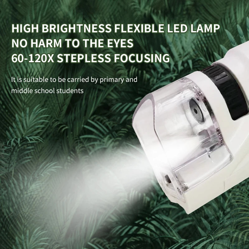 Mini Pocket Microscope Kit 60 To120x Portable Laboratory Microscope With LED Light For Adults  Kids Science Experiment Utensils