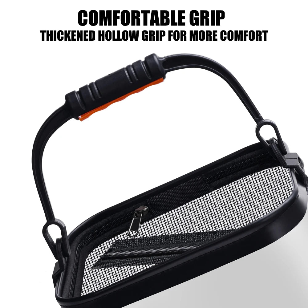 14L Transparent Fishing Bucket Portable Folding Storage Box EVA Live Fish Bag Folding Fishing Bucket