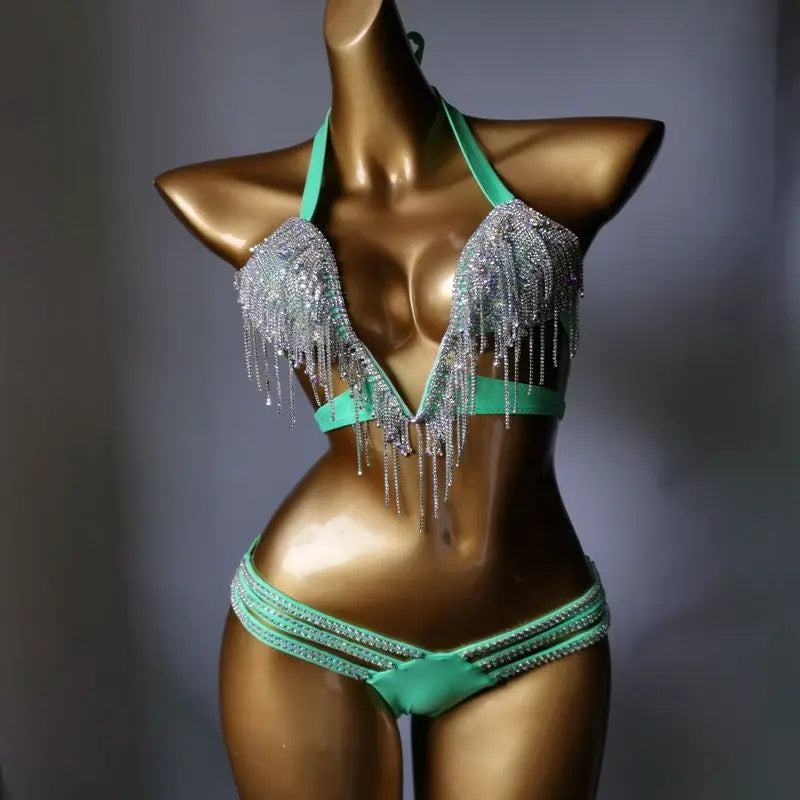NEW Arrivals 9 Colors Sexy Women Diamond Push Up Crystal V Collar Rhinestone Swimwear Hot Selling Bathing Suit Girls Ladies Luxury Summer Beach Wear