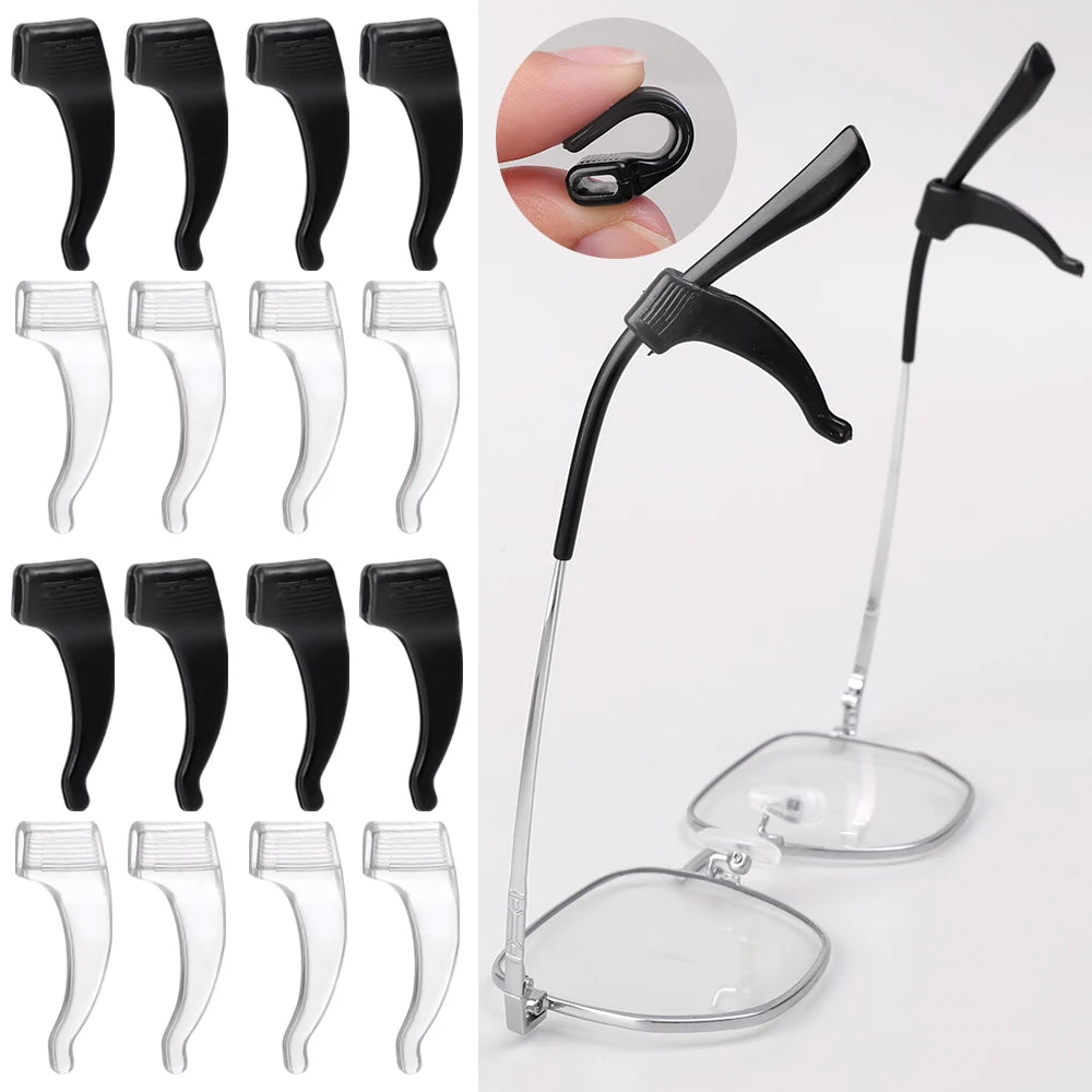 100 PCS Set Anti-Slip Silicone Ear Hooks Glasses Eyeglasses Leg Elastic Ear Grip Stopper Bracket Fastener Accessories Temple Anti-Fall Eyewear Holder Women Men Optical Accessories