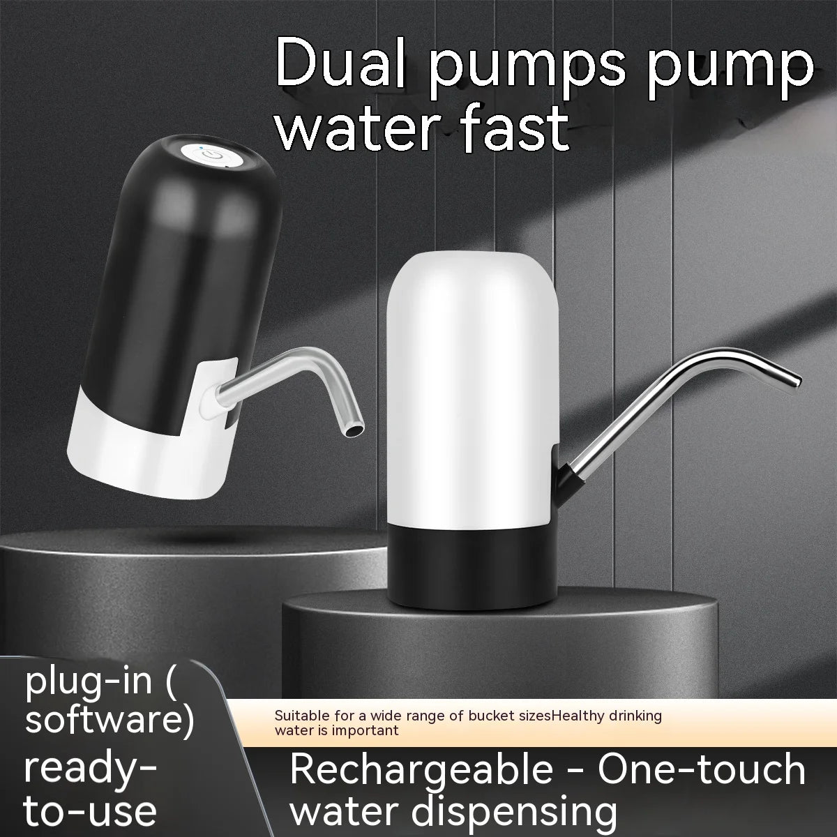 5 Gallon Water Bottle Dispenser USB Charging White Color Automatic Drinking Water Pump Portable Electric Water Dispenser Water Bottle Switch for Travel Camping Picnic Home and Office Use