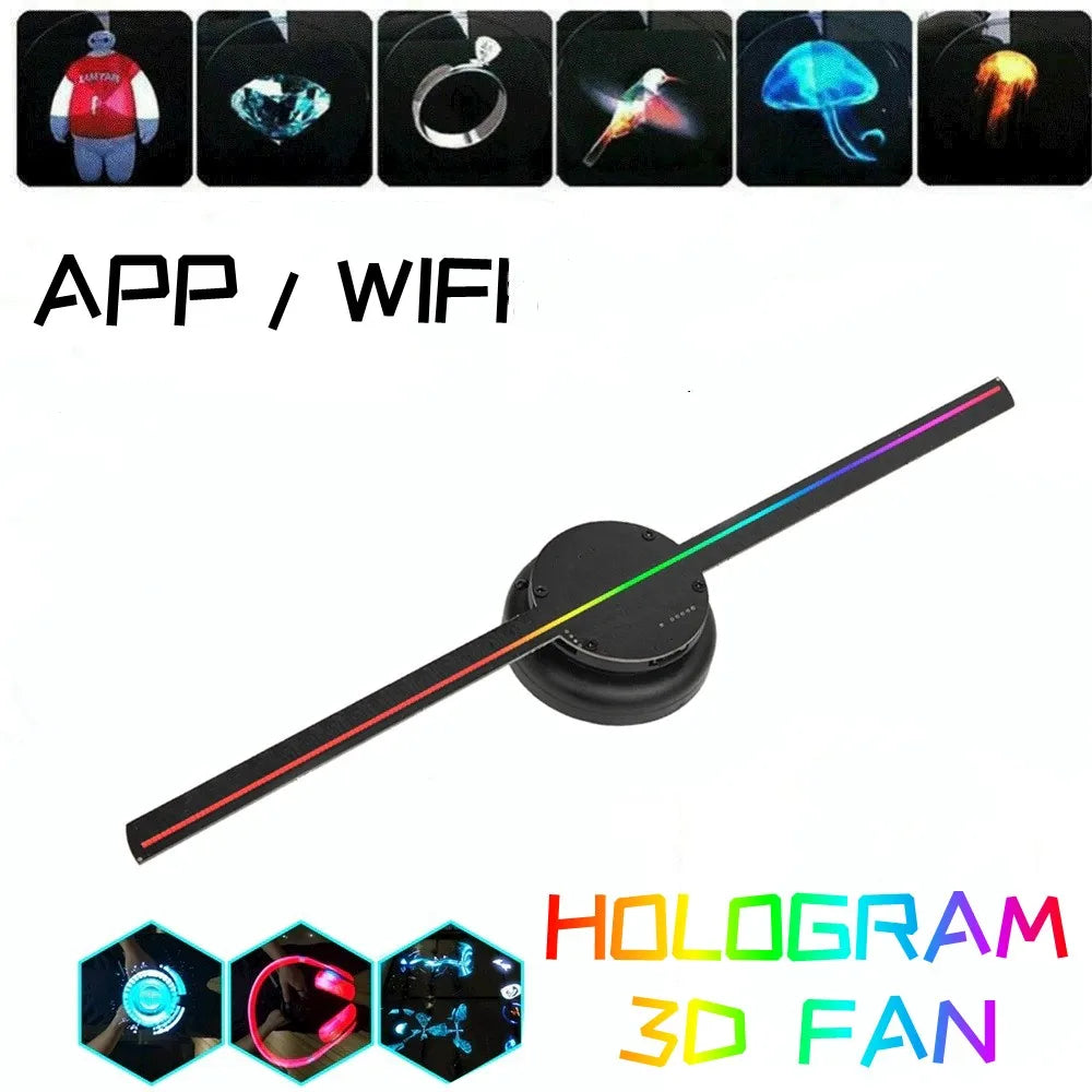 42cm 3D Fan Advertising Projector Wifi Led Sign Holographic Lamp Player Remote Advertise Display Hologram Projector Logo Light