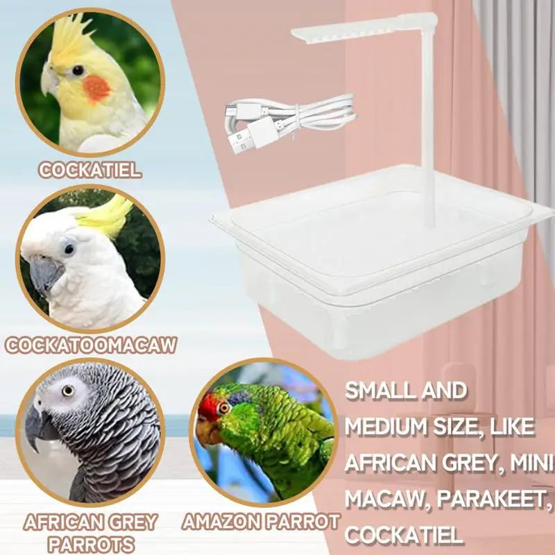 Parrot Bath Box With Multiple Faucets Automatic Shower Bathtub Multi-functional Container Bath For Cage Parakeet Bathroom Toys