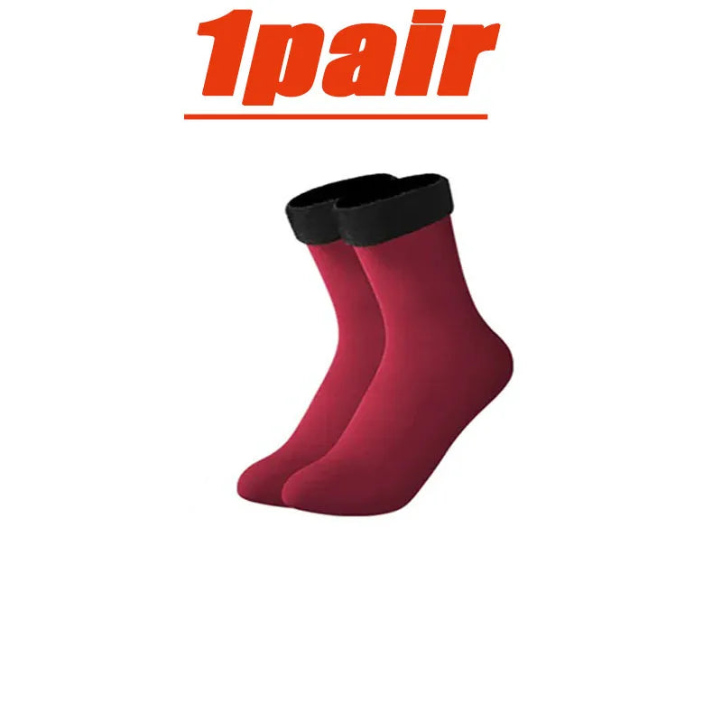 4 Pairs Set Winter Warm Thermal Socks Soft Thicken Plush Socks Solid Color Velvet Wool Snow Boots Floor Socking Outdoor Skiing Snowboard Mountain Hiking Climbing Cycling Socks Sets