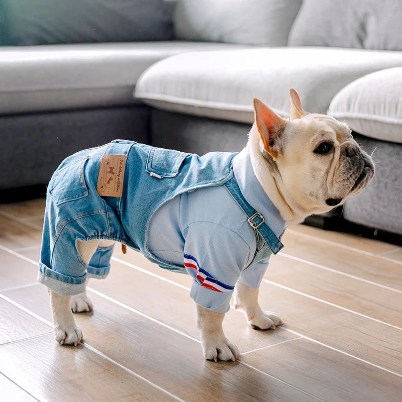 S-XXL French Bulldog Clothing Denim Pet Dog Clothes Jumpsuits Autumn Winter Dogs Pets Clothing for Dog Coat Jacket  Ropa Para Perro