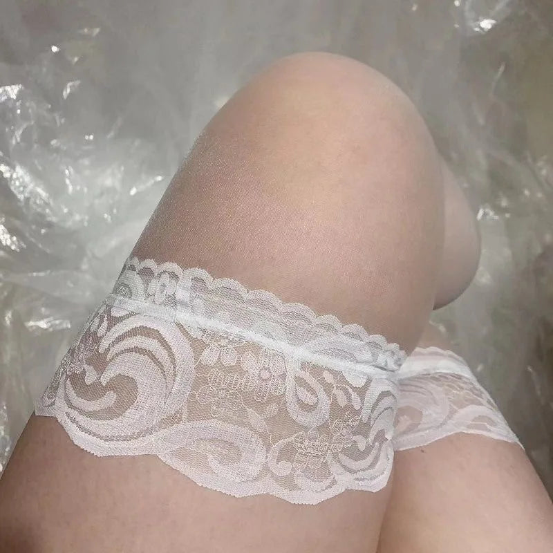 NEW Arrivals 2 Pairs Women Sexy Lace Stockings Plus Size High Elastic Thigh High Socks Transparent Over Knee Sock Temptation Pantyhose Tights Curvy Women Underwear Apparel Accessories Sets
