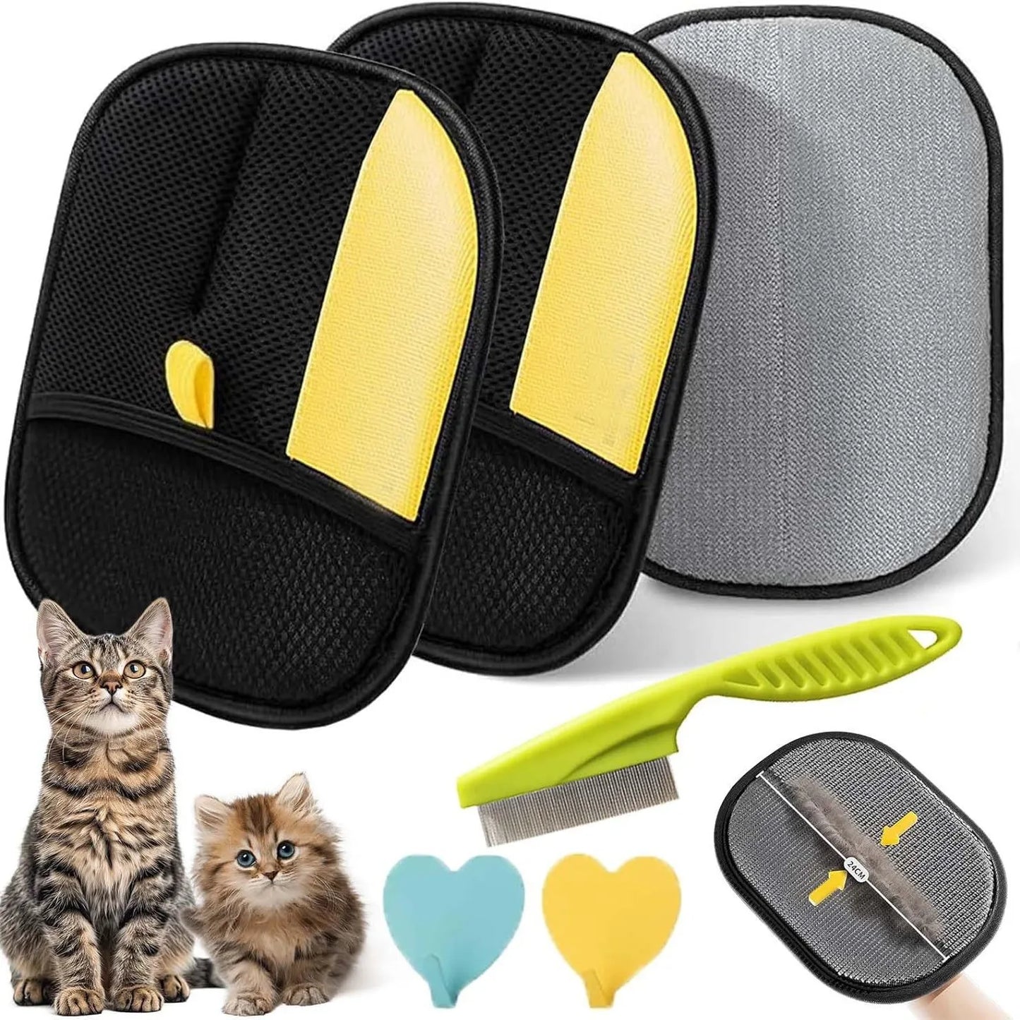 3 PCS Set Pet Hair Removal Mitts Cat Hair Remover Brush Sticking Device Home Hair Scraper Reusable Cat Grooming  Electrostatic Gloves Pets Grooming Sets Hair Care Accessories