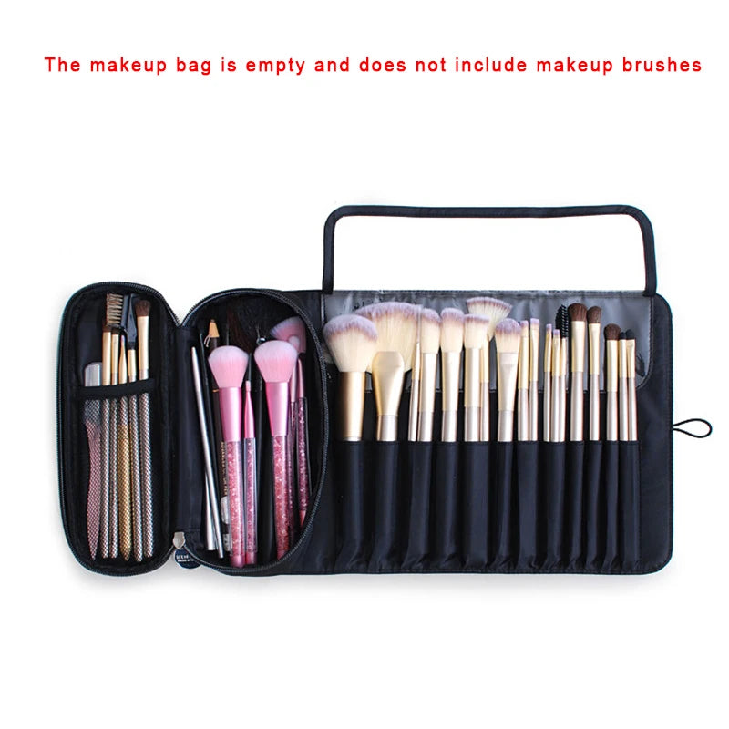 NEW Arrivals Make-Up Bag Women's Cosmetic Brush Bag Travel Organizer Makeup Brushes Fold Tools Rolling Bags Waterproof Nylon Makeup Case Women Cosmetic Accessories