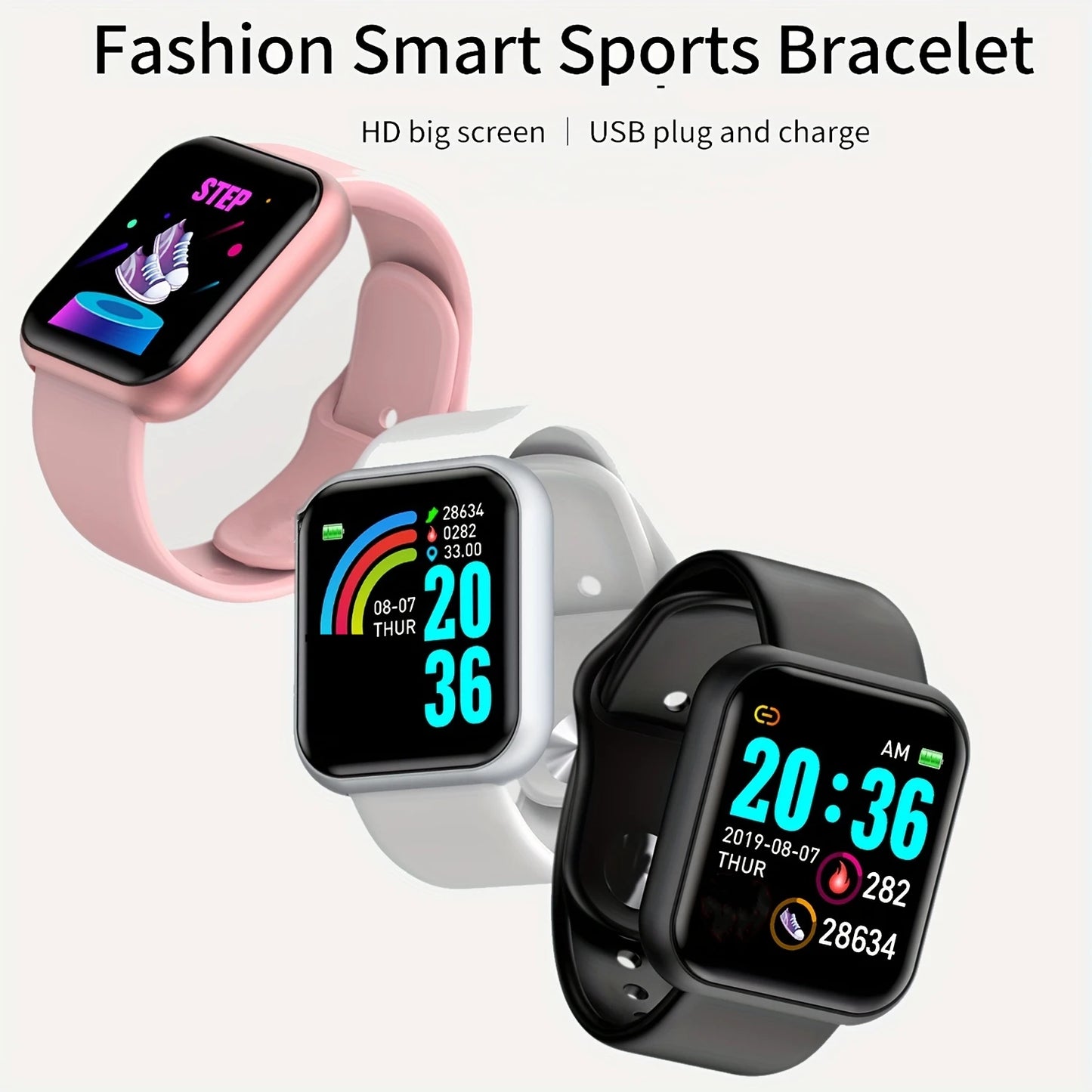 NEW Arrivals 9 Colors Women Men Multifunctional Smart Watch Bluetooth Connected Phone Music Player Fitness Sport Bracelet Sleep Monitor D13 Smartwatch