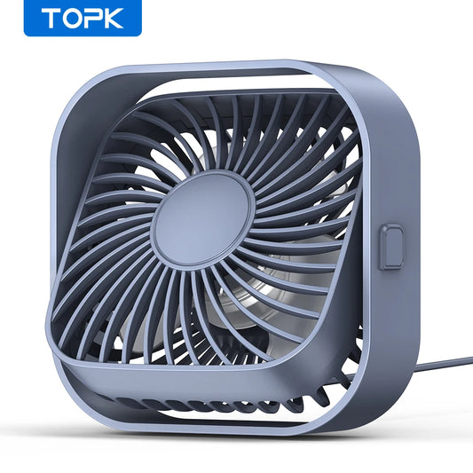 TOPK Small Personal USB Desk Fan,3 Speeds Portable Desktop Table Cooling Fan Powered by USB,Strong Wind,Quiet,for Home Office