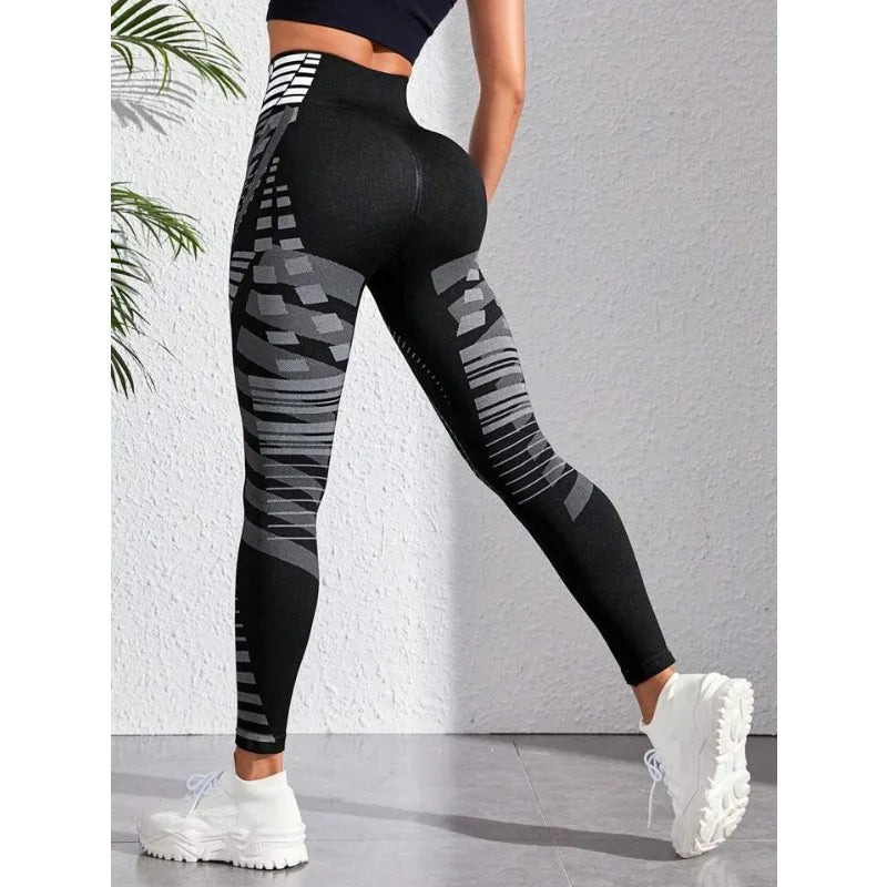 Printed Seamless Yoga Leggings Women High Waist Leggings Fitness Hip Liftting Slim Fashion Gym Trainning High Elastic Knit Tight