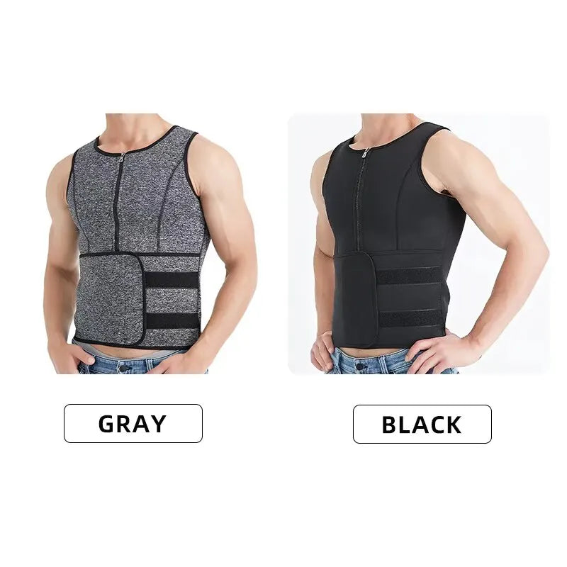 Men Neoprene Shapers Vest Body Shaper Tank Tops L XL XXL Black Gray Waist Training Slim Weight Loss Zipper For Sauna Suit