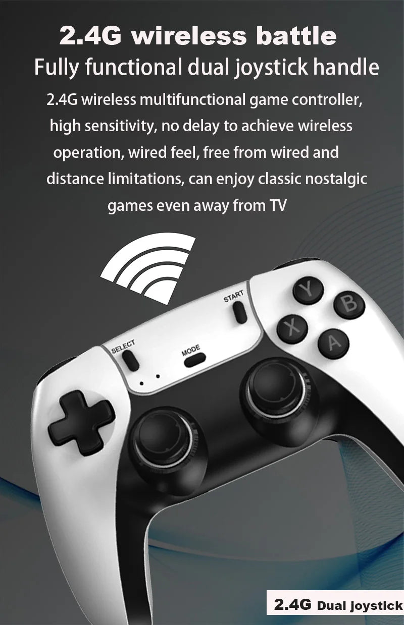 New 4K TV Game Stick M15 Ultra 64G 128G Handheld Game Player 2.4G Dual Wireless Controller 50000+ Games Family Game Player Computer Accessories Gaming Supplies