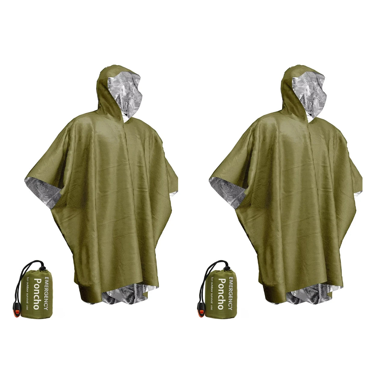 4 PCS Set Emergency Water Proof Raincoat Aluminum Film Disposable Poncho Cold Insulation Rainwear Blankets Survival Tool Camping Equipment