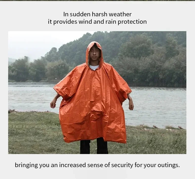 NEW Emergency Raincoat Poncho Waterproof Rainwear Blanket Survival Camping Equipment Cold Insulation Rainwear Camping Equipment