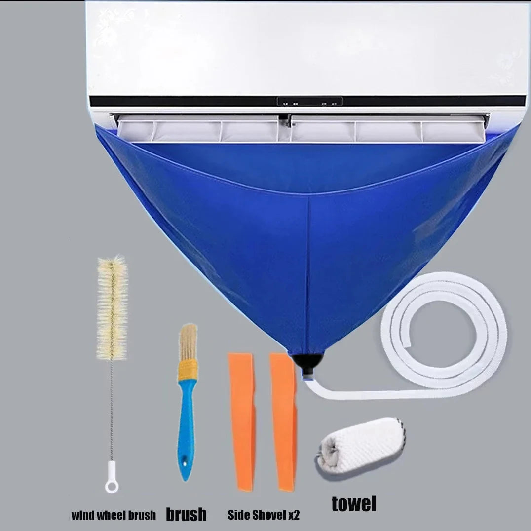 NEW Arrivals 8PCS Set 90cm Air Conditioner Cleaning Cover Hanging AC Water Washing Bag Reusable Summer Cleaner Tools Thickened with Pipe Home Cooling Accessories