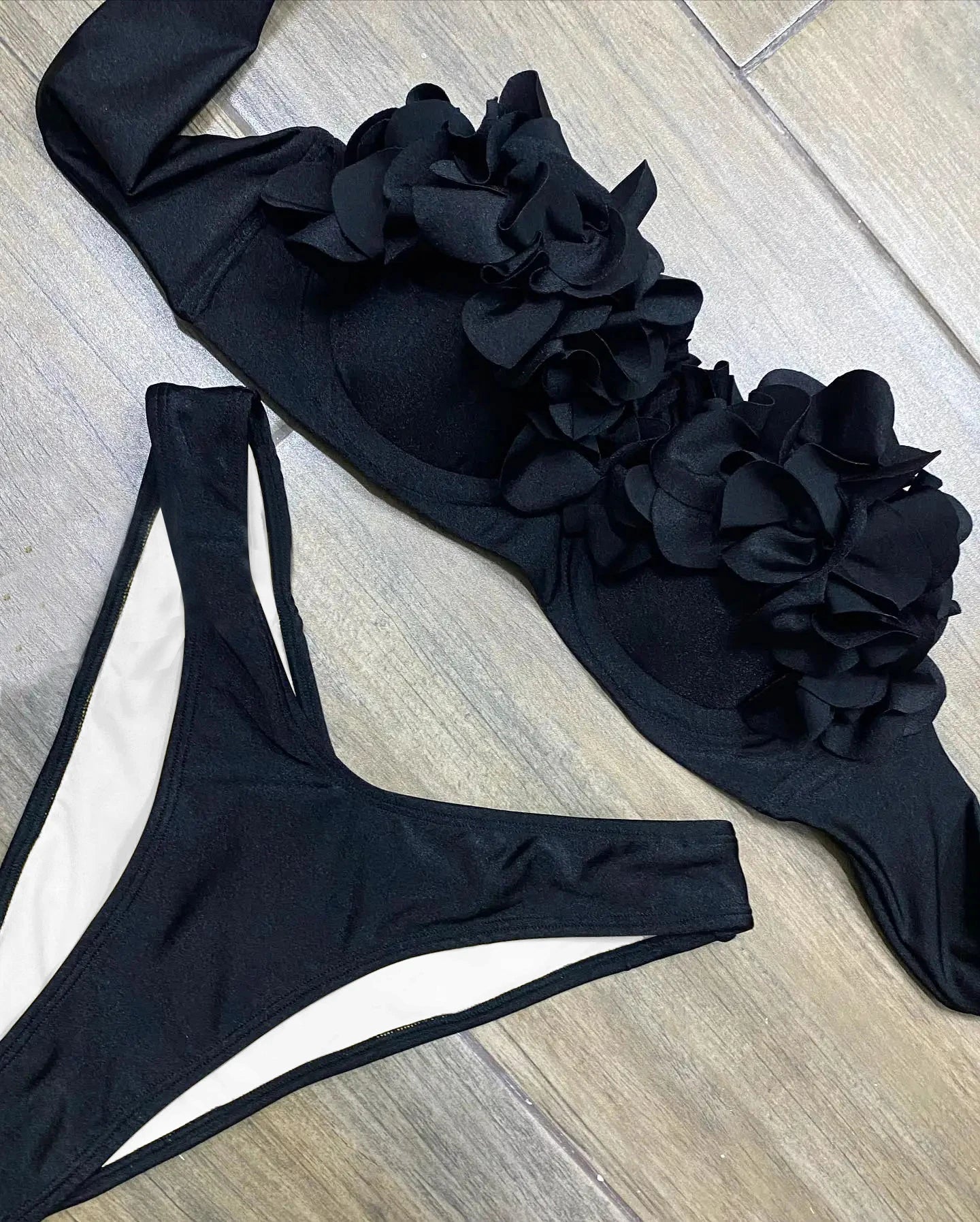 NEW Summer Sexy Petal Push Up Backless Bikini Set Women Fashion Flower Ruffles Bikini Lady Solid Beachwear Bathing Suit Girls Ladies Beach Wear