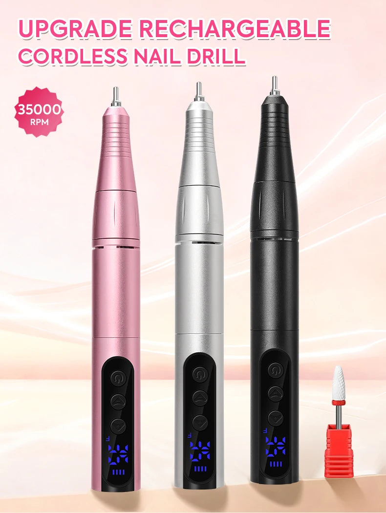 35000RPM Rechargeable Portable Nail Drill Machine With LCD Display Nails Sander For Acrylic Gel Polish Professional Nail Tool