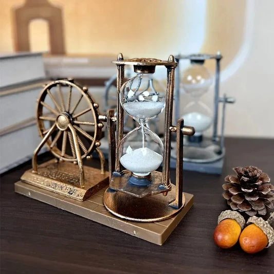 The London Eye and Eiffel Tower Retro Ferris Wheel Flowing Sand Hourglass Decoration Desktop Ornament Home Decoration Crafts Home Accessories Student Gifts