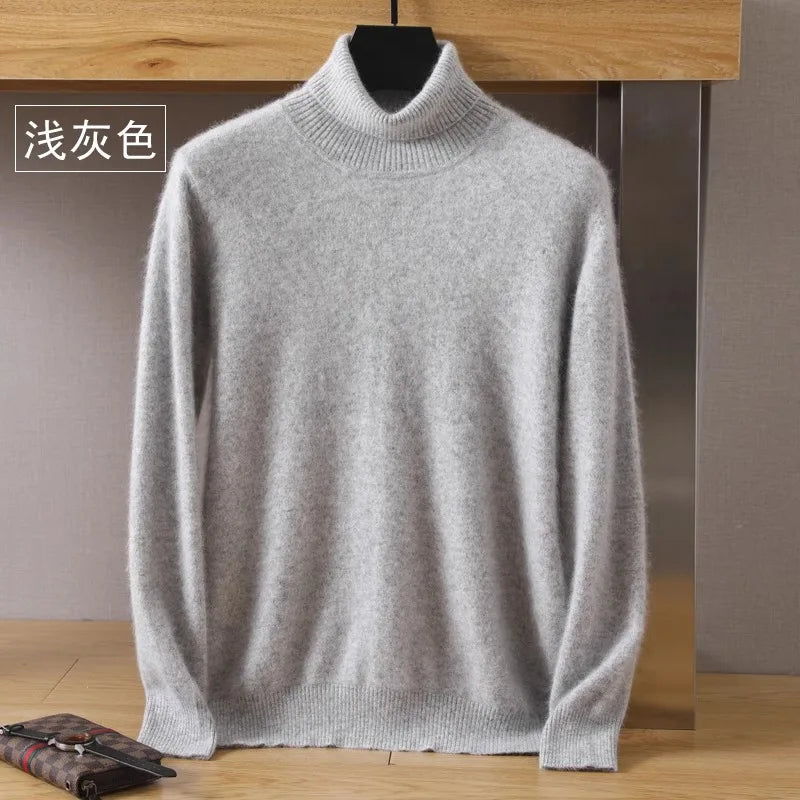 S-3XL Plus Size 5 Colors Women's Men's 100% Pure Mink Cashmere Sweater High Lapels Pullovers Knitted Winter New Tops Long Sleeve High-End Jumpers