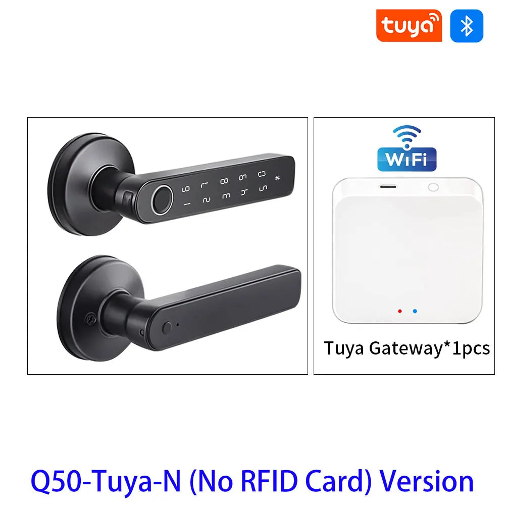 M-5 TUYA RFID APP Control BLE Fingerprint Identification Door Lock Smart Digital Electronic Lock with Password/Key/IC Card(Optional)/ Smart Life/ TUYA APP Unlock Home Office Security Supplies