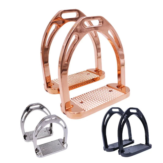Century British Swiss Stirrup Aluminium Stirrups in Rose Gold 12 cm Extra Light Horse Equestrian Animals Supplies