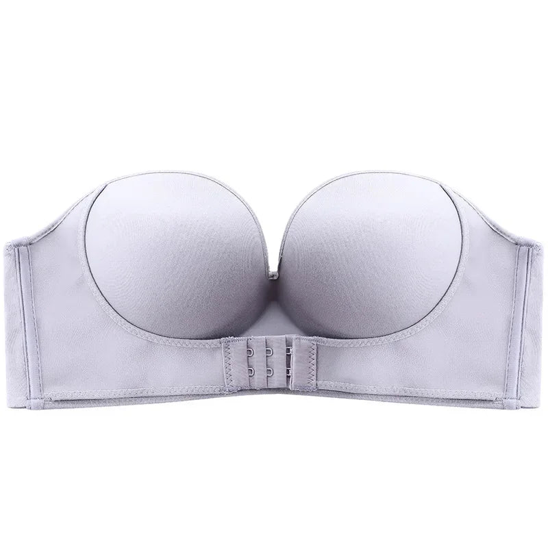 Women Girls Sexy Underwear Supplies Front Buckle Invisible Non-Slip Small Push-Up Bra with a Breathable Strapless Glossy Bra Cover Ladies Female Luxury Lingerie Fashion Clothing Products