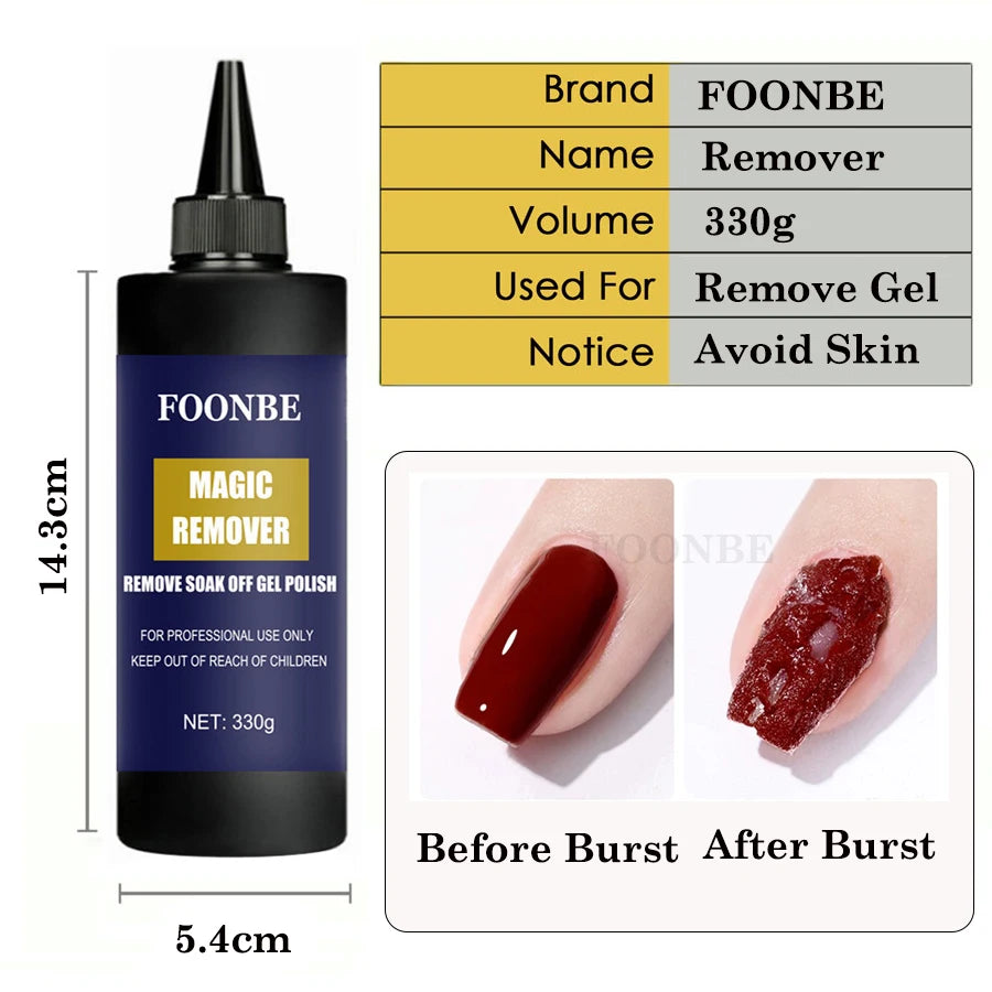 330g Magic Burst Remover Fast Nail Gel Polish Remover Clean UV Soak Off Semi Permanent Varnish Nail Art Removal Tools