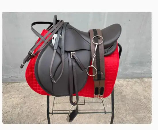 Western Leather Hand Carved Ranch Roper Horse Saddle + Accessories with Matching Headstall, Breastplate, Reins & Back Cinch, Seat Size Horses Supplies