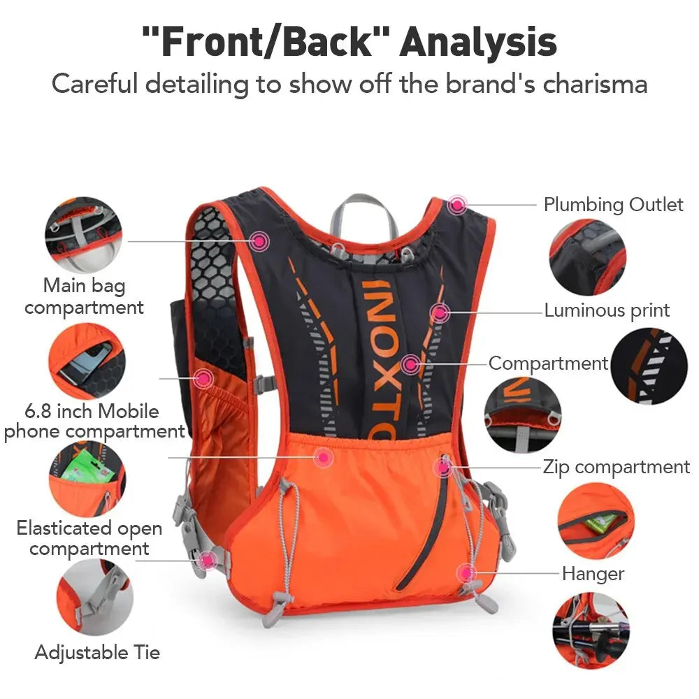 Lightweight Running Backpack Hydration Vest, Suitable for Bicycle Marathon Hiking, Ultra-light and Portable 5L