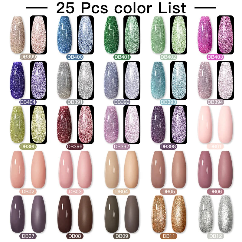 NEW Arrivals 24/40.120PCS Set Colors Gel Nail Polish Set Semi Permanent Hybrid Gel Varnish Set Base Top Coat Soak Off UV LED Nail Gel Kits Manicure Pedicure Accessories Nail Care Tools Sets Cosmetic Supplies