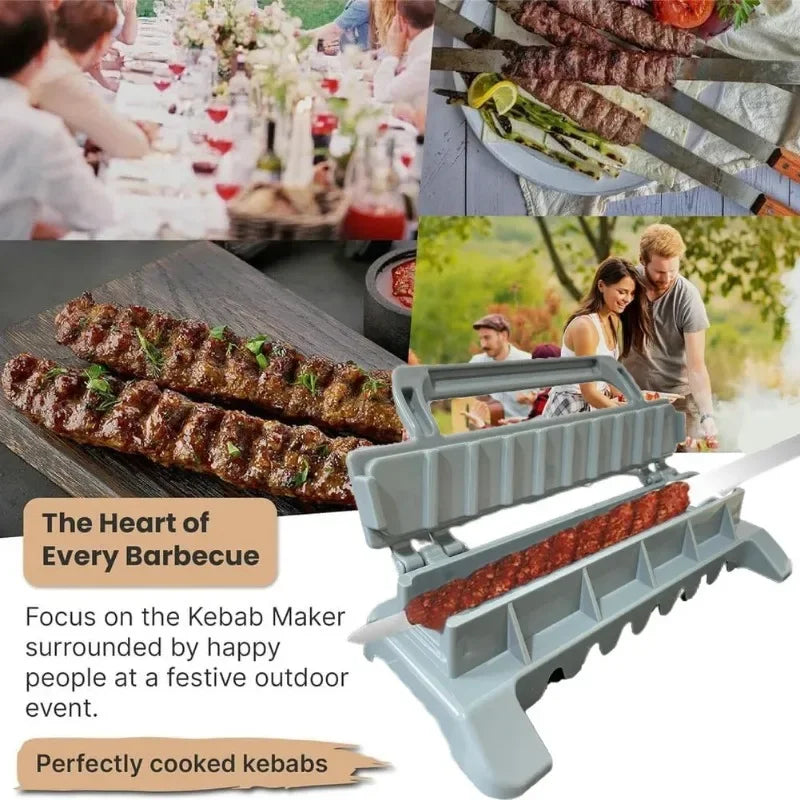 NEW Set Outdoor Camping Barbeque Kebab Mold Tools 8/9inch Flat Stainless Steel BBQ Kebab Kiofte Skewer Row Kebab Maker for Home Barbeque Party