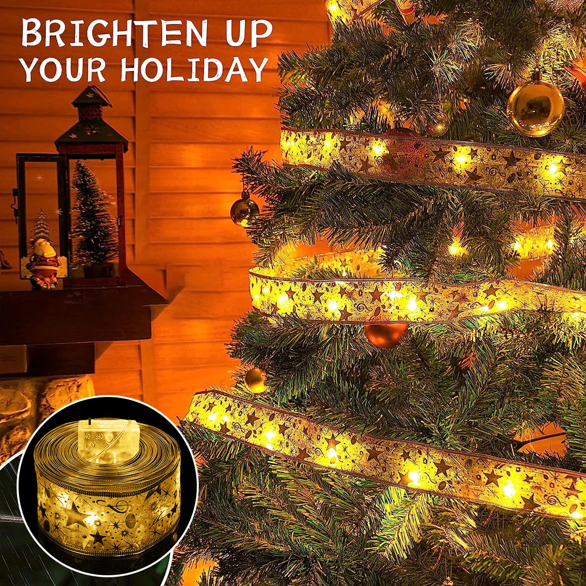 NEW 10M 100 LED Fairy Lights Ribbon Lights DIY Lace Bows String Light For Christmas Tree Bedroom Wedding New Year Gift Decoration Lights