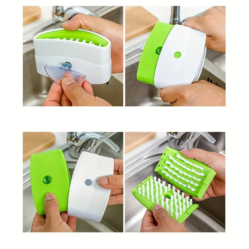 Knife Cutlery Cleaner Brush With Strong Suction Cup, Fork Spoon Cleaning Brush, Vegetable Fruit Kitchen Washing Tool