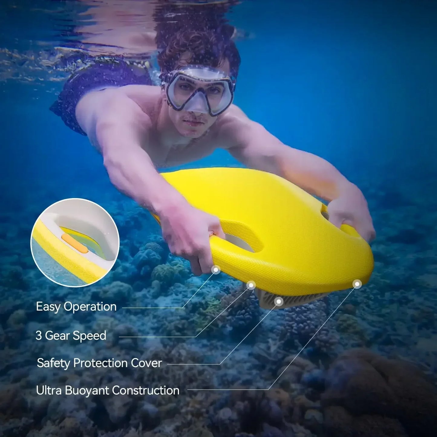 Adults Children Swimming Underwater Kickboard Electric Scooter, Swim Diving Training Kickboard 3 Speed Water Sports Swimming Pool Board Summer Water Games Supplies