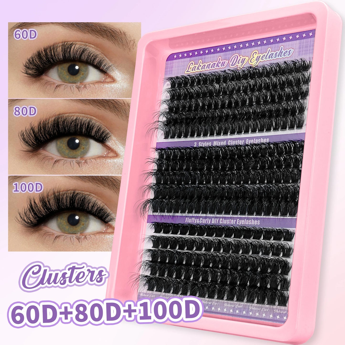NEW  168 Fans Dry Cluster Lashes Cat Eye Lashes Invisible Band Premium Mink Manga Lash Clusters Women Cosmetic Accessories