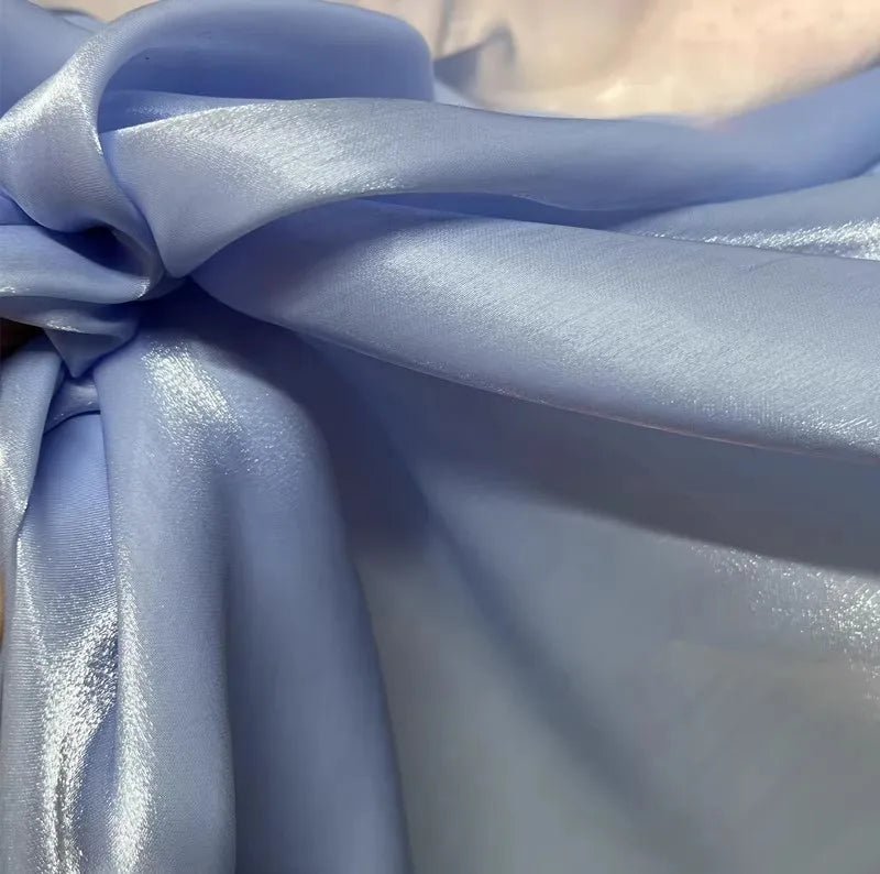 NEW 5M 10 Colors Luxury White Smooth Satin Water Gloss Liquid Organza Fabric sewn Evening Dress Shirt Micro Transparent Fabric