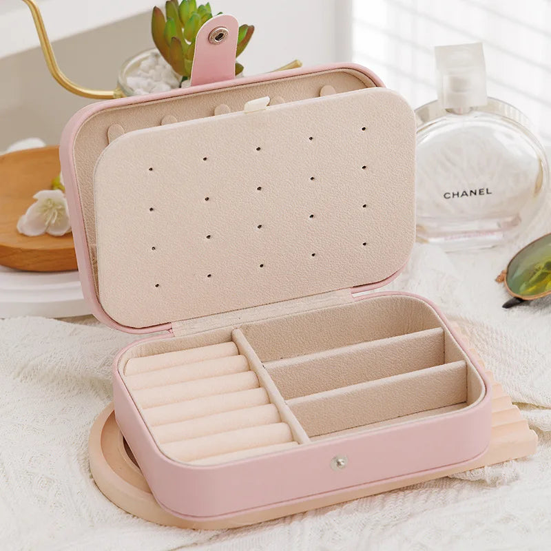 NEW Arrivals 10 Colors Double-Layer Leather Luxury Jewelry Box Gold Ring Box Jewelry Boxes and Packaging Necklace Earring Jewelry Storage Organizer and Makeup Case