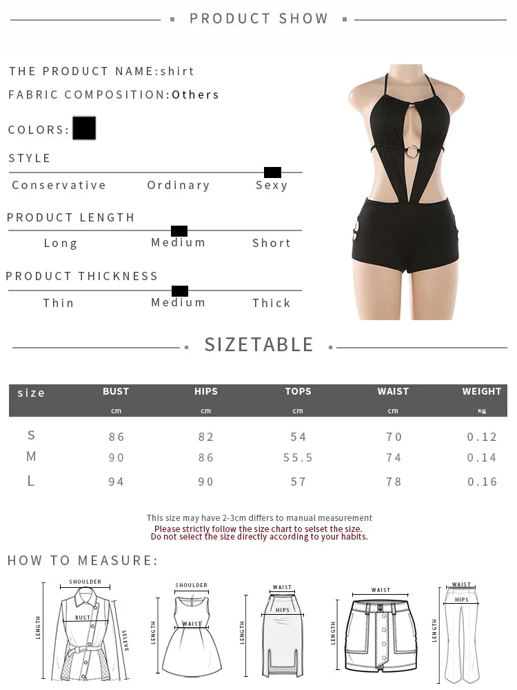 Sexy Hot Girl  Lace-Up Halter Playsuits Woman Sexy Hollow Design Metal Rings Patchwork Backless Skinny Peach Hip Hot Girls Wild Rompers Night Clubwear Evening Beach Party Clothes