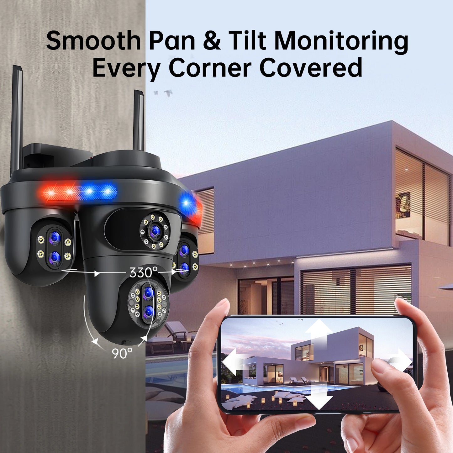 NEW Arrivals AI Functions 35MP Wi-Fi IP Camera 4 Screens 7 Lens 10X Zoom Outdoor Wireless PTZ Security Cam Auto Tracking CCTV Surveillance Camera Home Office Factory Security Systems