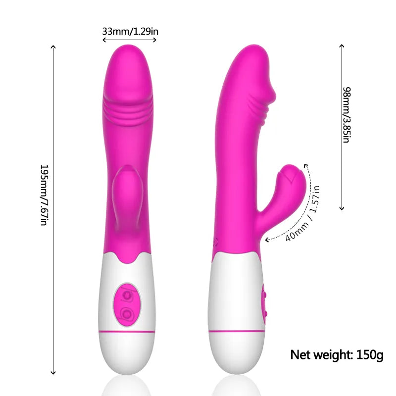 30 Speed Rechargeable Handheld Silicone Adult Clit Clitoral Clitoris Sex Toy G Spot Dual Motor Rabbit Vibrator for Women Female