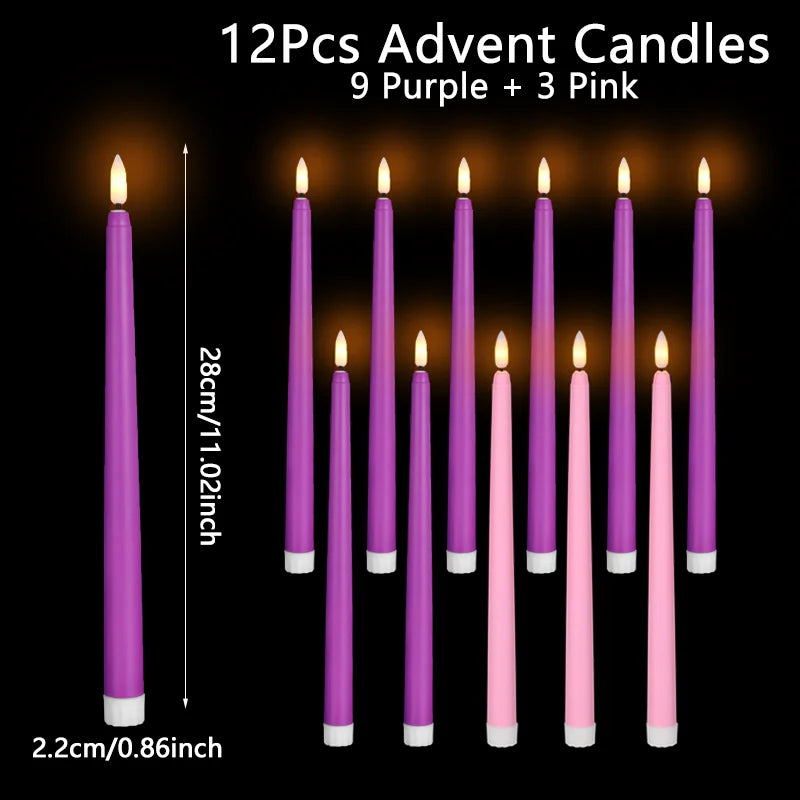 24 PCS Set with Remote Control LED Taper Candles Artificial Black Flameless Flickering Candle Christmas Lights Home Birthday Wedding Candles Battery