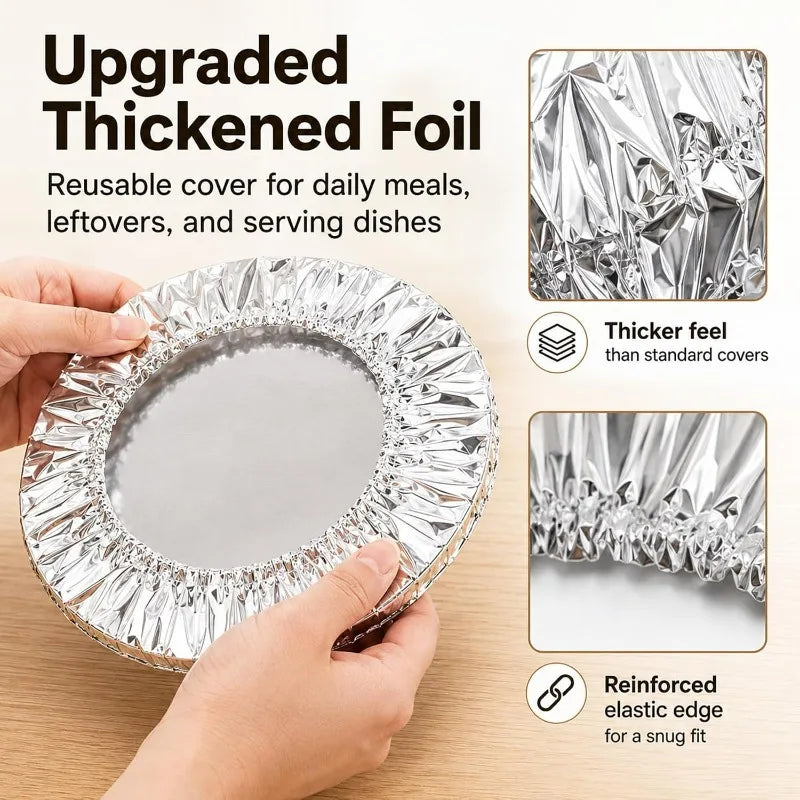 100 PCS Set Aluminum Foil Film Food Plates Cover Elastic Disposable Food Grade Covers Fresh-Keep Lid Fruit Vegetable Insulation Storage Saran Wrap