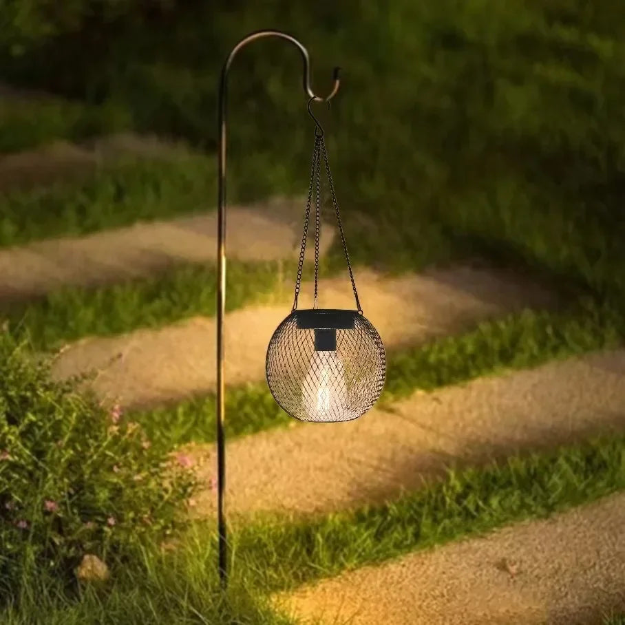 41cm x 15,5cm Solar Garden Lights Outdoor Hollow Diamond Pattern Projection Lantern Waterproof Decorative Hanging Lamp for Yard Pathway Decor